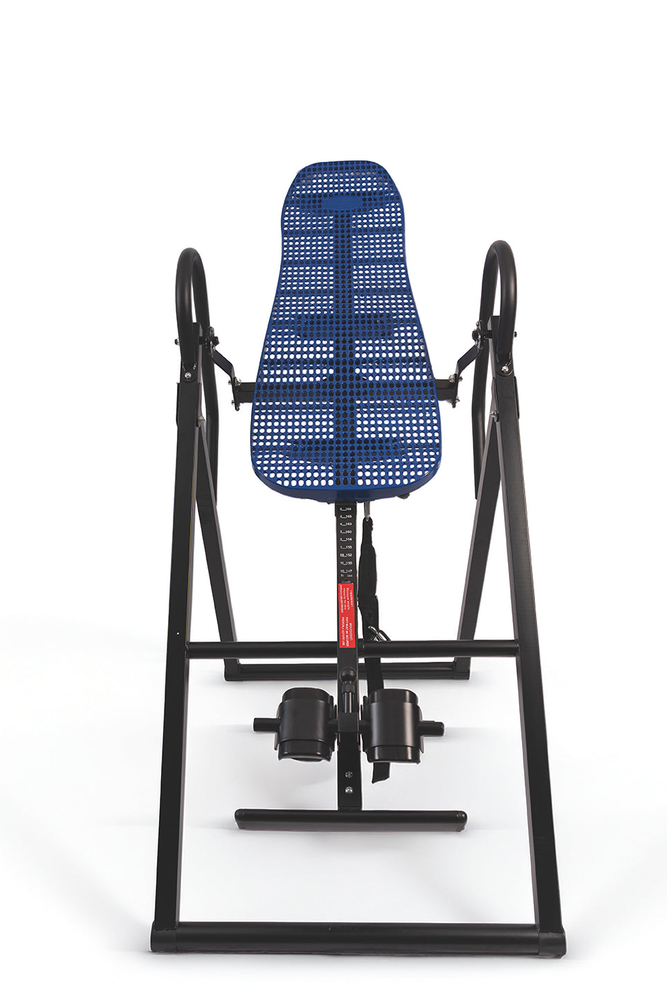 Inversion table with blue backrest on a white background